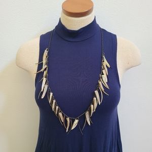 Dramatic Long Mother of Pearl Teeth Necklace, Shell Necklace